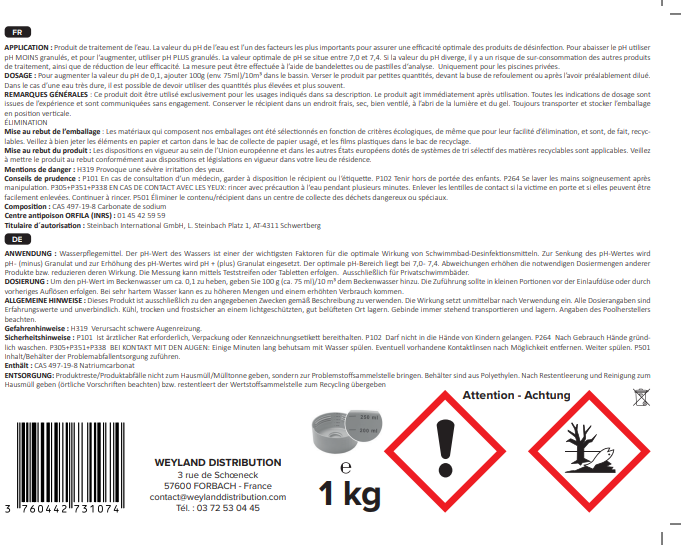 pH Plus Pulver 1 kg Aqualyn