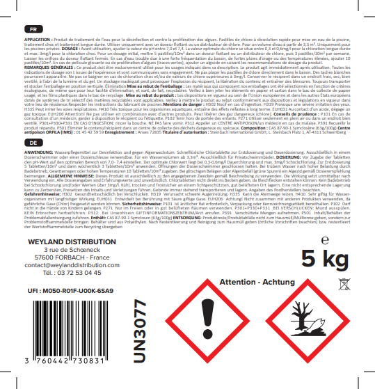 Schockchlor-Tabletten 20 g, 5-kg-Eimer Aqualyn