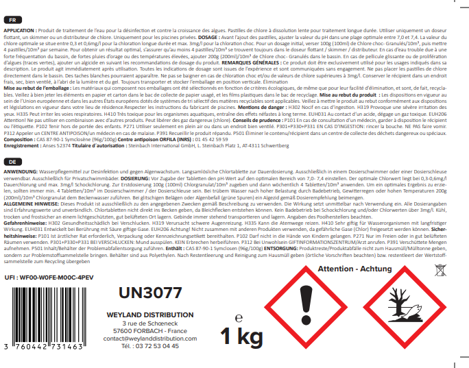 Chlortabletten mit langsamer Freisetzung (je 20 g pro kg) - Aqualyn