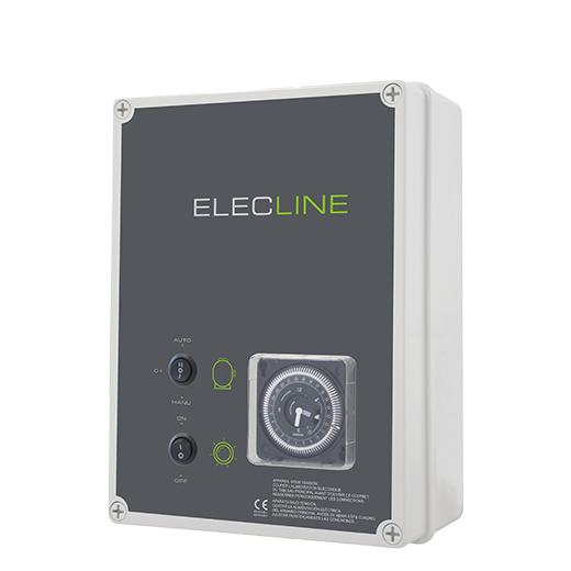 Elektrischer Schaltkasten für Filterung und einphasige Beleuchtung