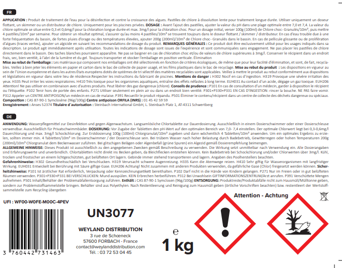 Aqualyn Multifunktions-Chlortabletten 20 g 1 kg Dose