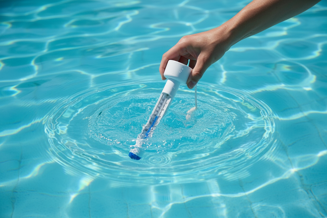 Kokido Weißes rundes schwimmendes Schwimmbadthermometer
